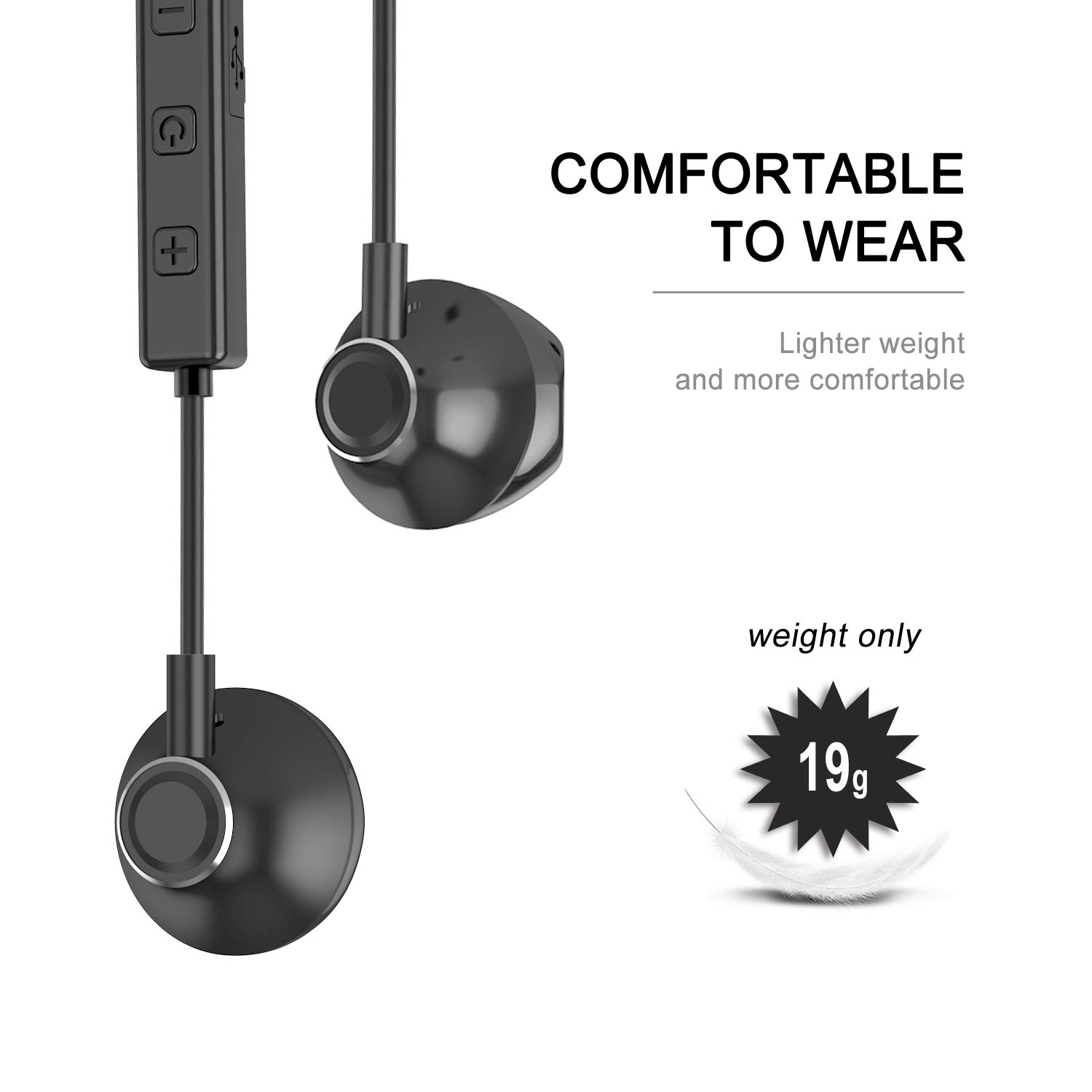 Bluetooth Headphones 5.0, Magnetic Wireless Earphones, 8H Play Time IPX5 Waterproof HD Stereo aptX Earbuds with Noise Cancelling Mic Hands-Free Calls for Sports, Gym for iPhone Android, Black