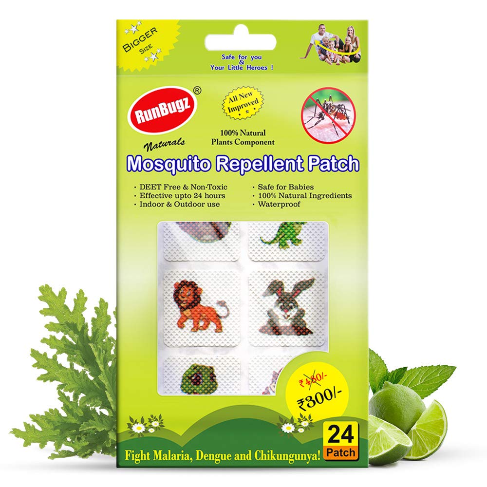 RunBugz Mosquito Repellent Patches for Babies, Cute Animal Patch, 24