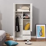 Panana White Wardrobe 2 Door 2 Drawer with Shelf & Hanging Rail 180cm view 8