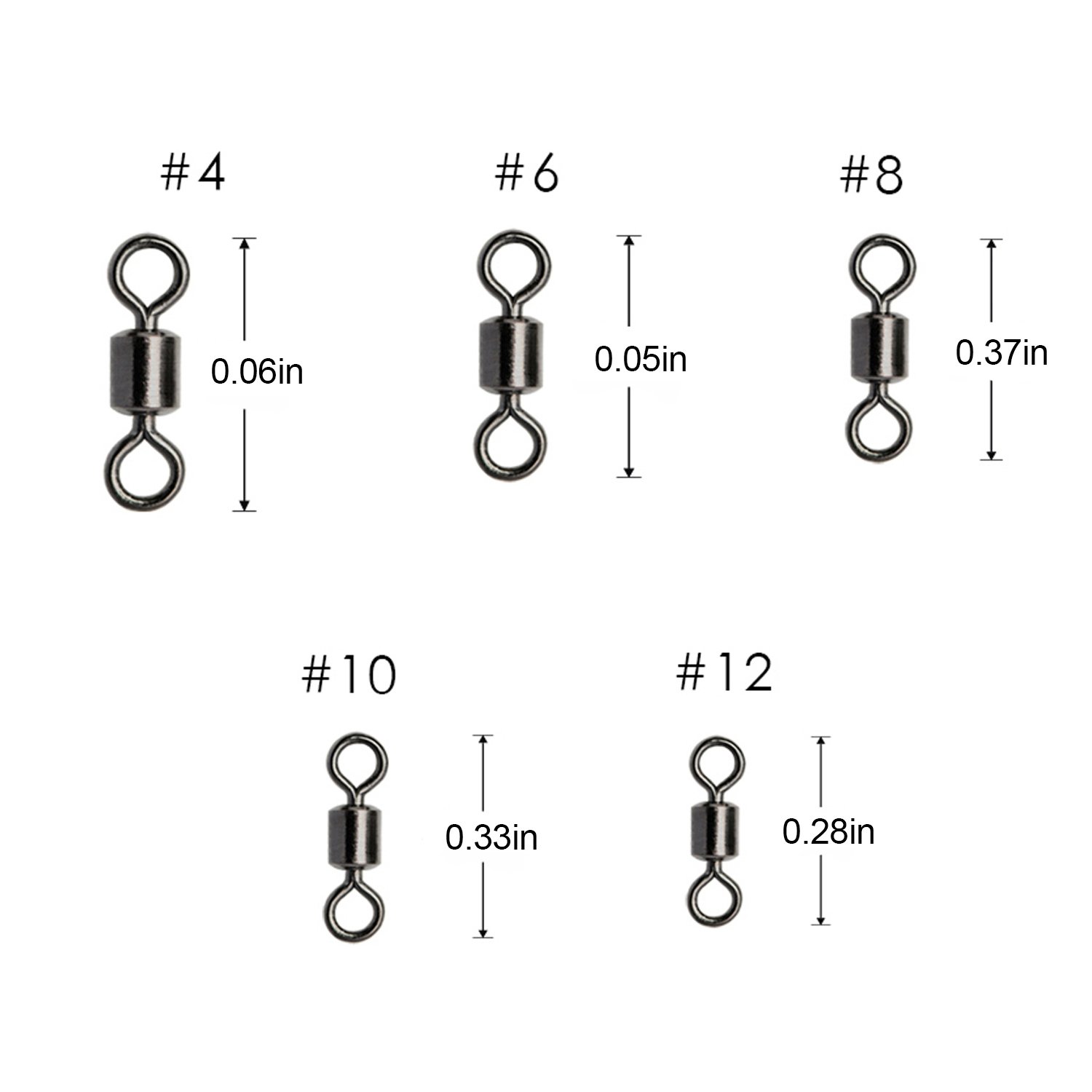 Goture Rolling Swivel Saltwater 20lb to 77lb Welded Ring, Stainless Steel Nickel Coated (Pack of 100)