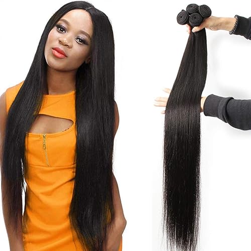 FDX Straight Human Hair Bundles 16 16 16 16 Inch Brazilian Virgin 100% 10A Unprocessed Straight Hair Bundles Human Hair Bundles Weave Extensions Natural Color 16 16 16 16 Inch