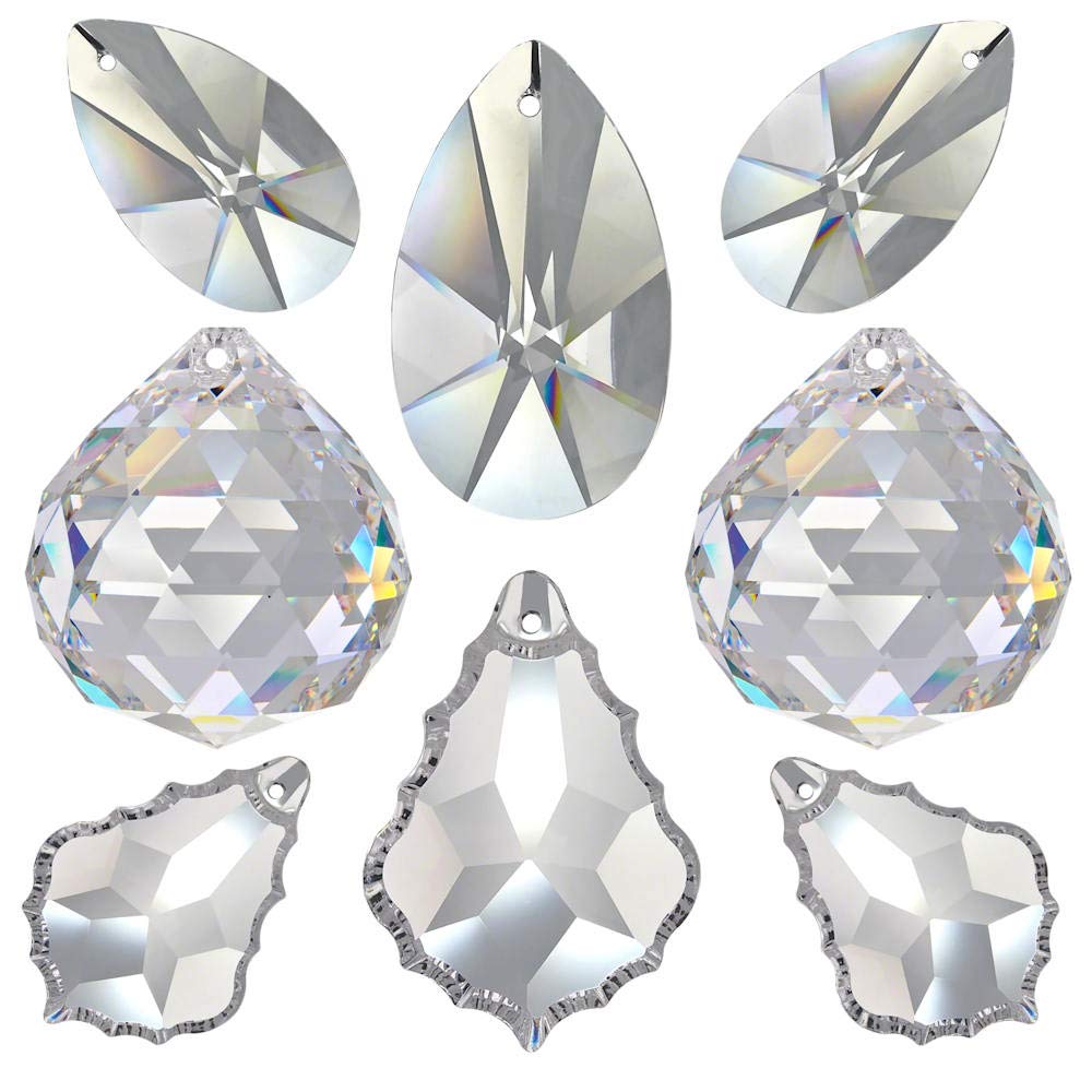 AMBROS crystal 8 pieces. Feng Shui Rainbow Crystal Set 38-50mm Crystal 30% PbO ~ Suncatcher