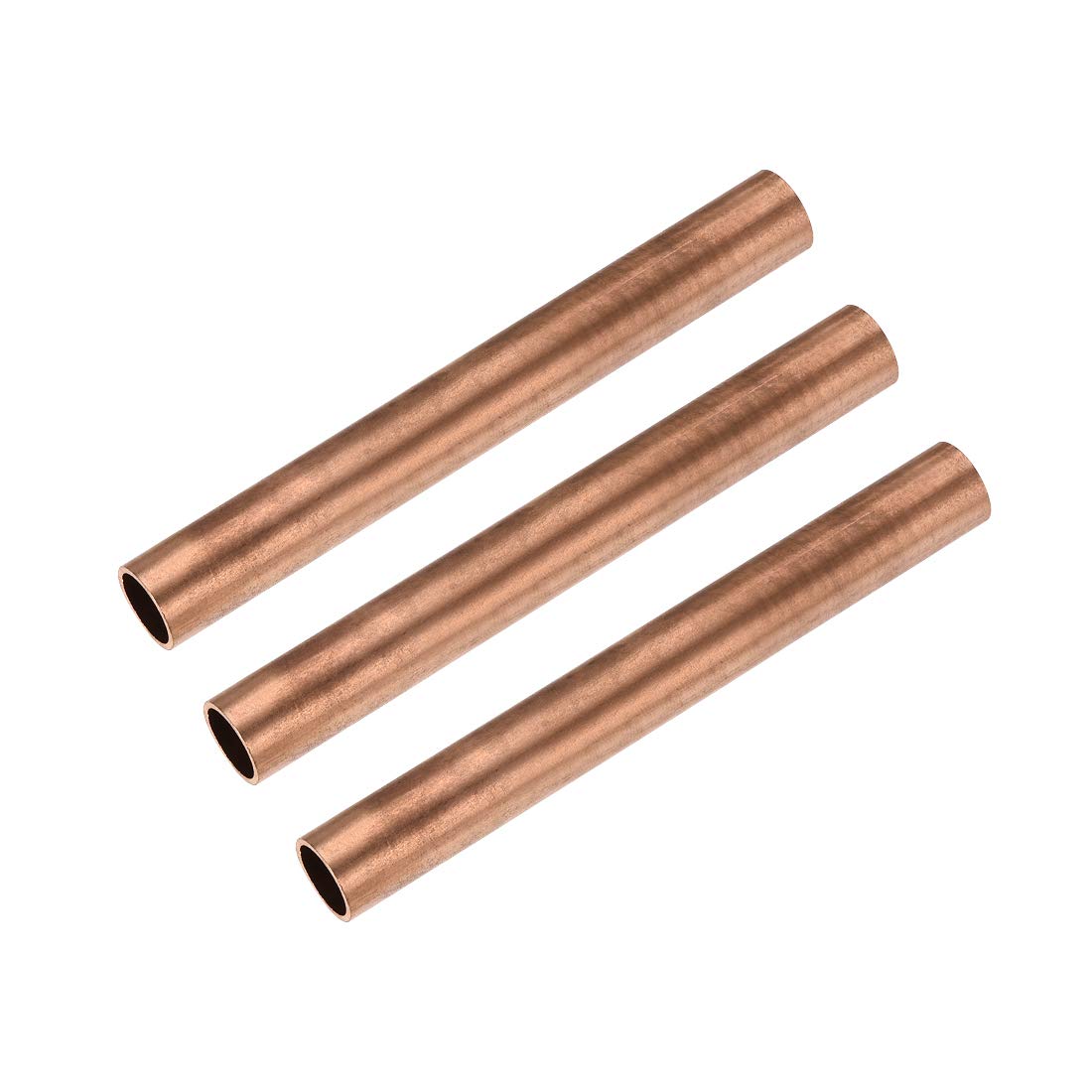 sourcing map Copper Round Tube, 12mm OD 1mm Wall Thickness 100mm Length Straight Pipe Tubing 3 Pcs