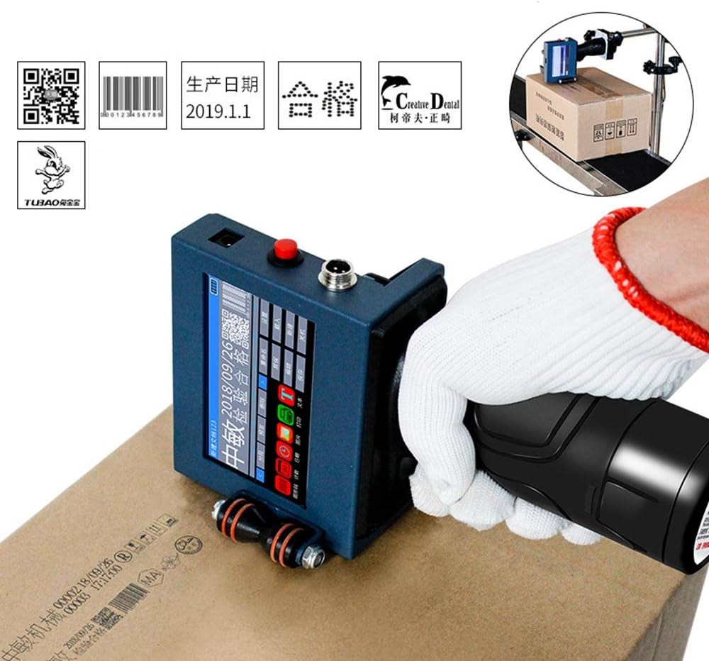 Smart Printer Handheld Inkjet LED Intelligent Operation Panel Touch Screen + Ink Cartridge Printing Trademark Logo Graphic Date, etc.