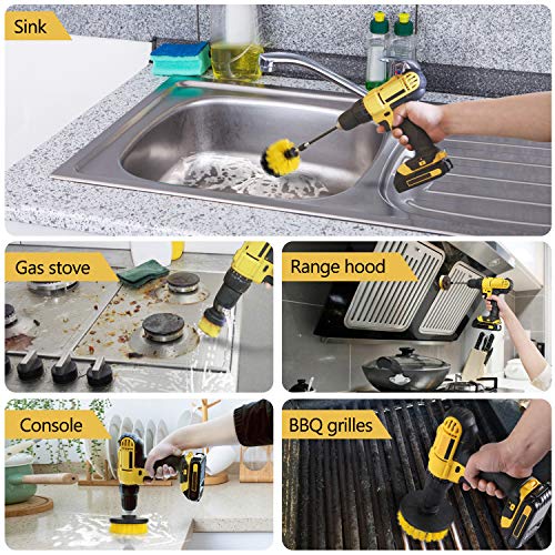 Hiware 4 Pcs Drill Brush Attachment Set Power Scrubber Brush Cleaning