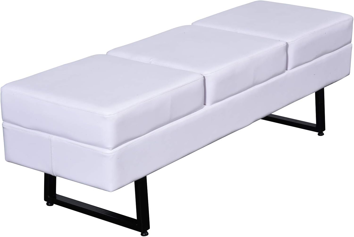 Amazon Com Barberpub Office Guest Reception Bench Entry Waiting Room Business Chair Medial Spa Salon Beauty Equipment 6154 7008 White Kitchen Dining