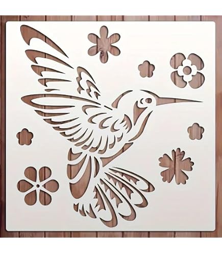 Flower Stencil Hummingbird Stencil Template 6x6 Inch - Reusable Bird ...