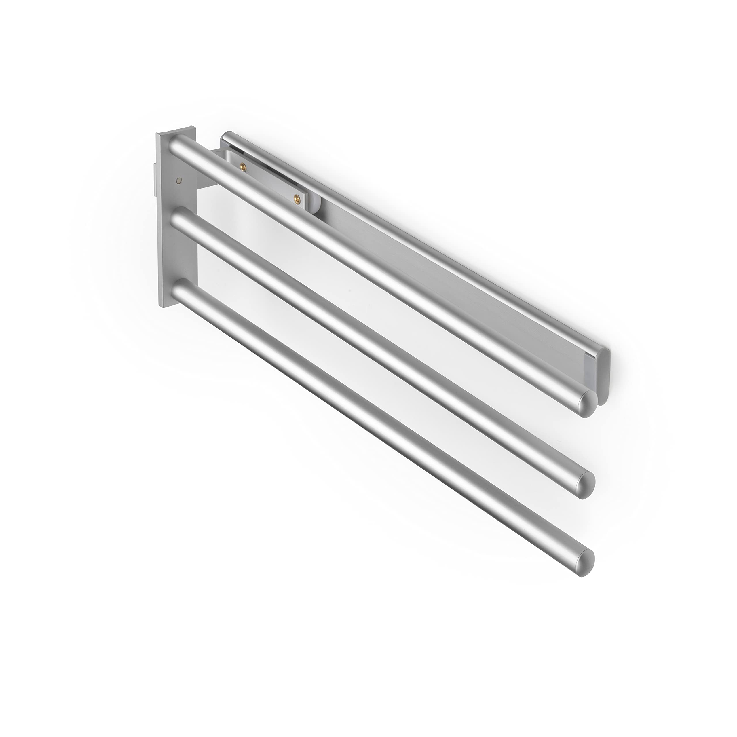 Emuca - Extendable towel rail, 3 arms, Pull-Out Towel Rail, 17,3 inch (440 mm), Aluminium, Anodised matte