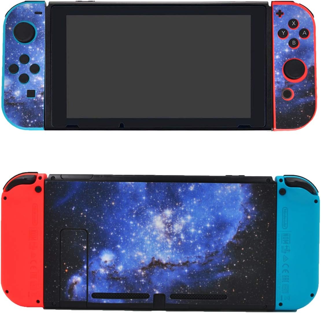 Taifond Full Set Faceplate Skin Decal Stickers for Nintendo Switch with 2Pcs Screen Protector (Console & Joy-con & Dock & Grip) -Blue Galaxy: Computers & Accessories