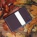 F&H Minimalist Slim Leather Wallet Money Clip Holds 8 Cards (Brown Espresso / Slate Blue)