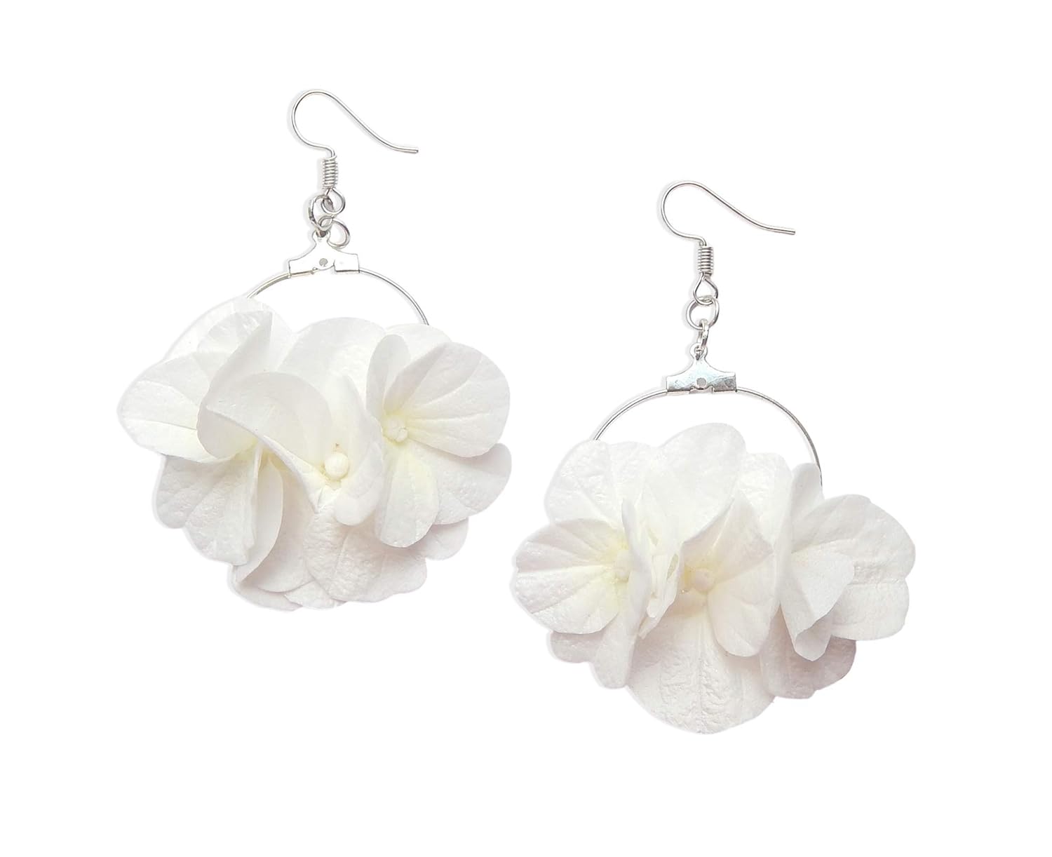 Amazon.com: White Flower Hoop Earrings 