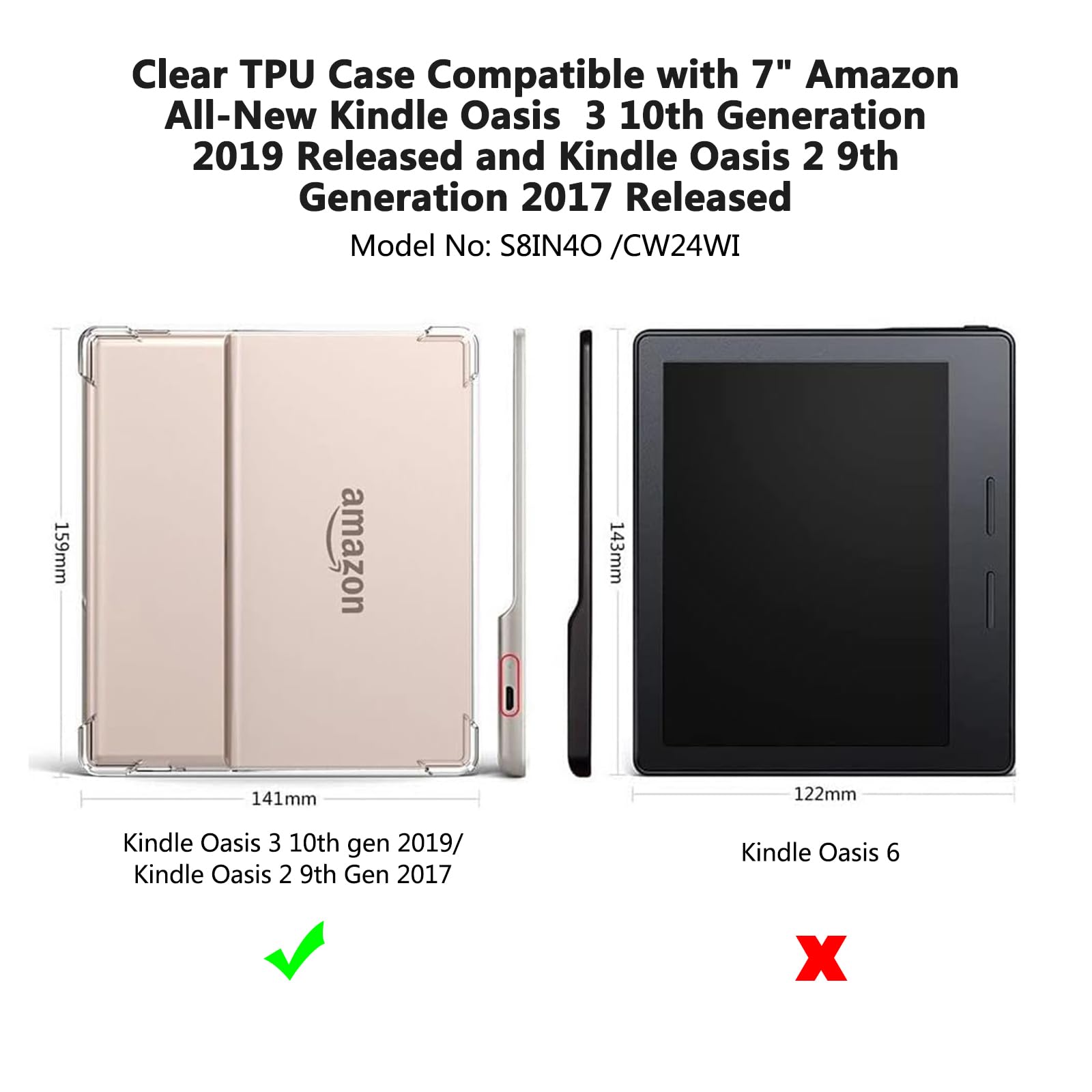 Clear Case with Tempered Glass Screen Protector - Kindle Oasis (7