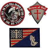 Armor of God Put On The Full Armor in God We Trust Praying Hand Patch [3PC Bundle - Hook Fastener Backing]
