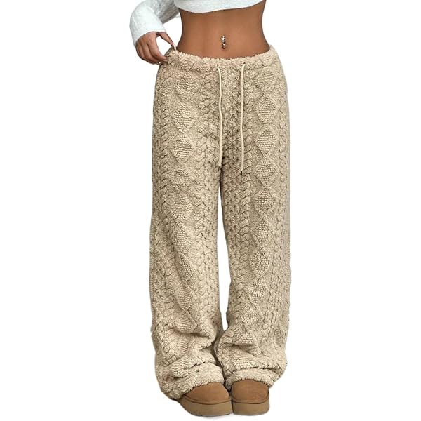 GORGLITTER Women's Cable Knit Sweater Pants Low Waisted Knit Warm