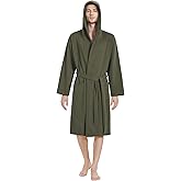 Latuza Men's Waffle Knit Hooded Robe Lightweight Bathrobe