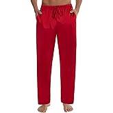 SWOMOG Men's Satin Silk Pajama Pant Long Pj Bottoms Soft Lounge Sleep Pants with Pockets