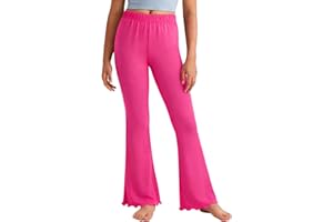 Girls Flare Leggings Flared High Waisted Bootcut Dance Yoga Pants Elastic Waisted Trousers Soft Ruffle Bell Bottom