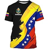 BJU Venezuela Flag T-Shirt Badge Novelty Printed Tee Crewneck Short Sleeve Casual Top Unisex