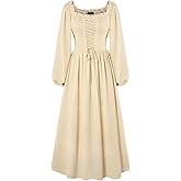 Scarlet Darkness Renaissance Dress Women Long Sleeve Cottagecore Smoked Dress with Pockets