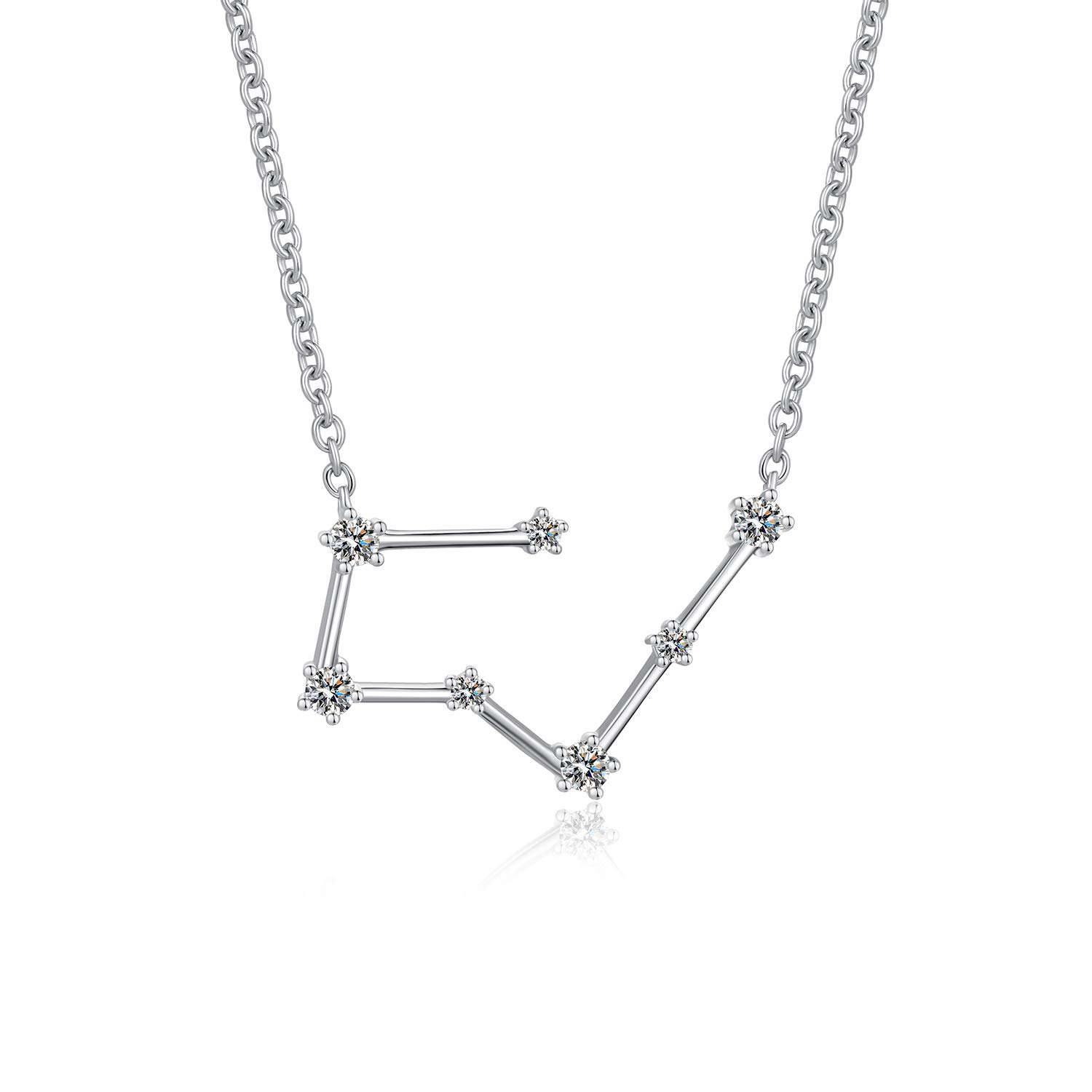 jiamiaoi Necklace for Women 12 Horoscope Necklace Leo 925 Sterling Silver Zodiac Sign 12 Constellation Necklace Astrology CZ Pendant Necklace Star Necklace Birthstone Necklace