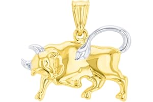 Jewelry America High Polish 14K Yellow Gold Bull Pendant Taurus Zodiac Sign Charm