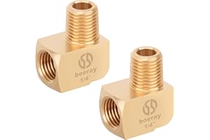 Boeray 2pcs 1/4” Brass Fittings 90 Degree Barstock Street Elbow 1/4" NPT Male Pipe to 1/4" NPT Female Pipe 1/4 NPT Elbow Forged Brass Pipe Fittings