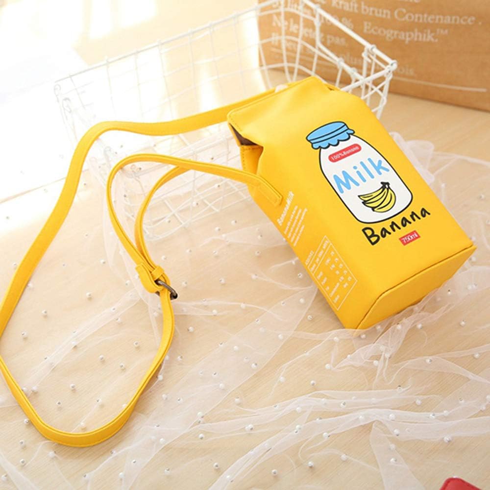 Womens PU Leather Cute Milk Box Crossbody Bag Waterproof Casual Phone Purse Shoulder Bag Travel Bags for Ladies and Girls (Yellow) - Image 5