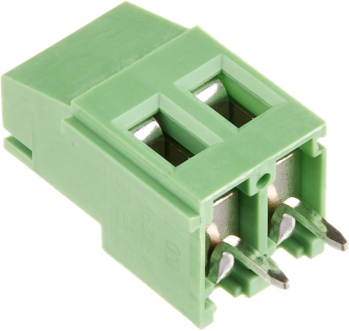 DeLock Terminal Block for Board Solder Version 2 Pin 5.00 mm Pitch Vertical Pack of 10, Green