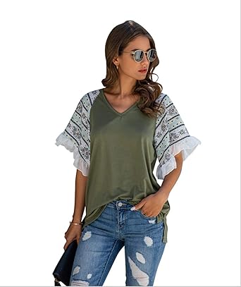 ladies frill denim shirt