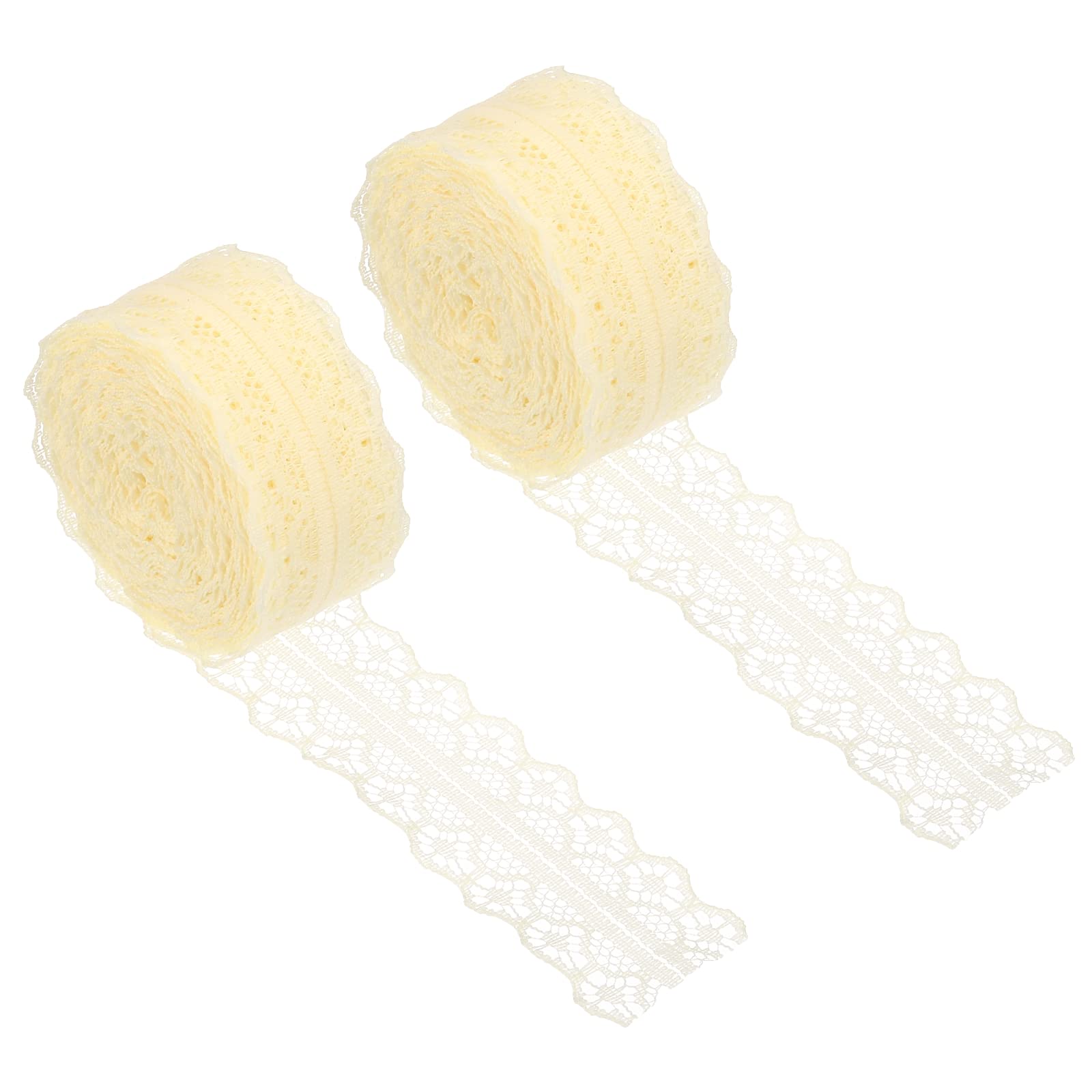 PATIKIL 1.2 Inch x 11 Yards Lace Trim Ribbon, 2pcs Non-Stretch Lace Sewing Roll Gift Package Floral Wrapping for Party Home Decoration Dress Craft, Beige