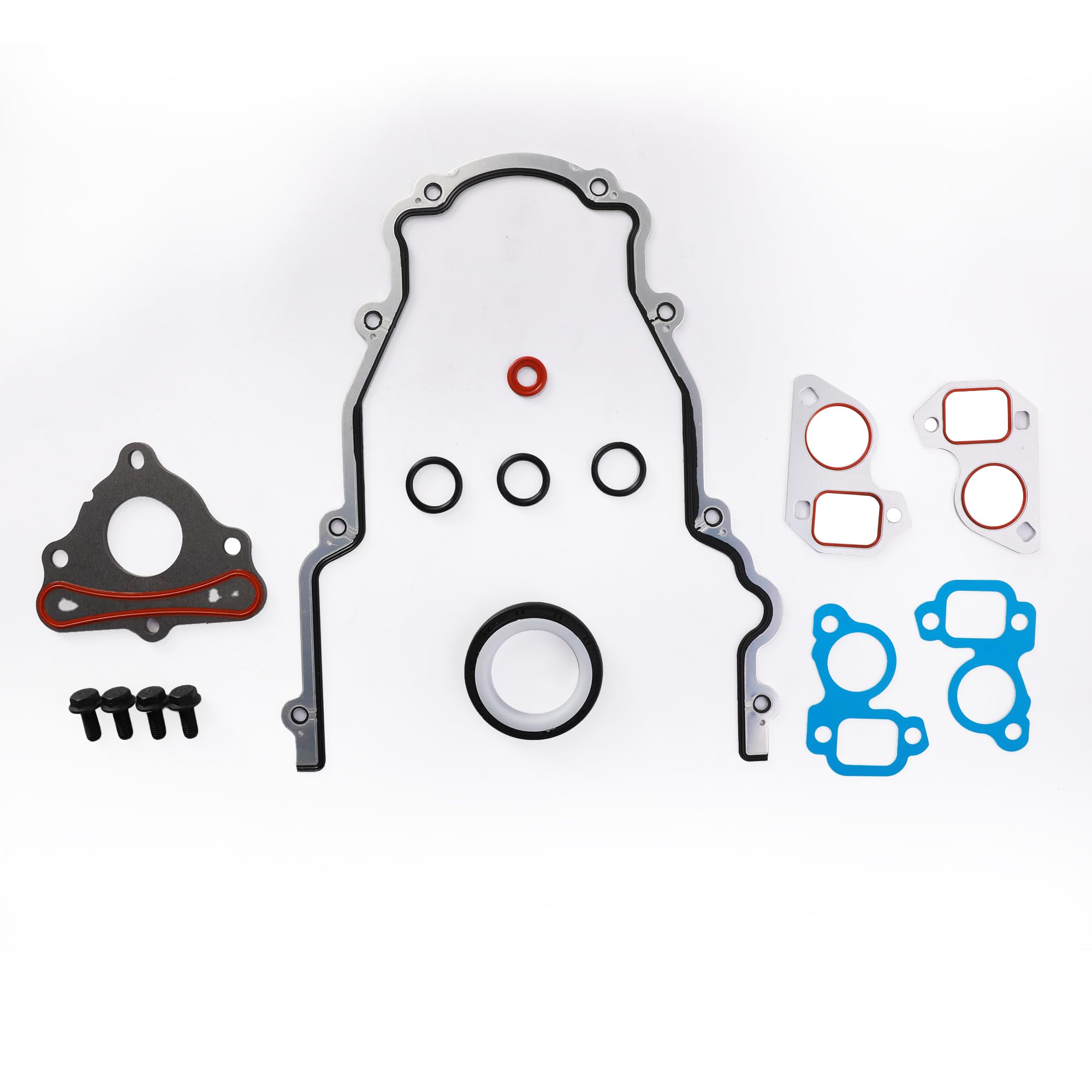 Photo 1 of KAX Timing Cover Gasket Set & LS Camshaft Thrust Retainer Plate Gasket & Crankshaft Seal, for Chevy Silverado 1500 Tahoe Suburban, GM Gen III IV V LS1 LT1 L86 L84 LT4 LQ4 LS2 LS3, 4.8/5.3/5.7/6.0/6.2L