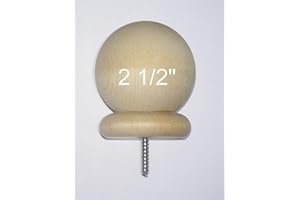 BDH / ISLAND SEAS (1) - 2.5" Round Birch Wood Ball Finial with 3/16" Wood Screw - - Wooden Cap Baluster Newel Post Railing - - See Description for Details and Measurements.