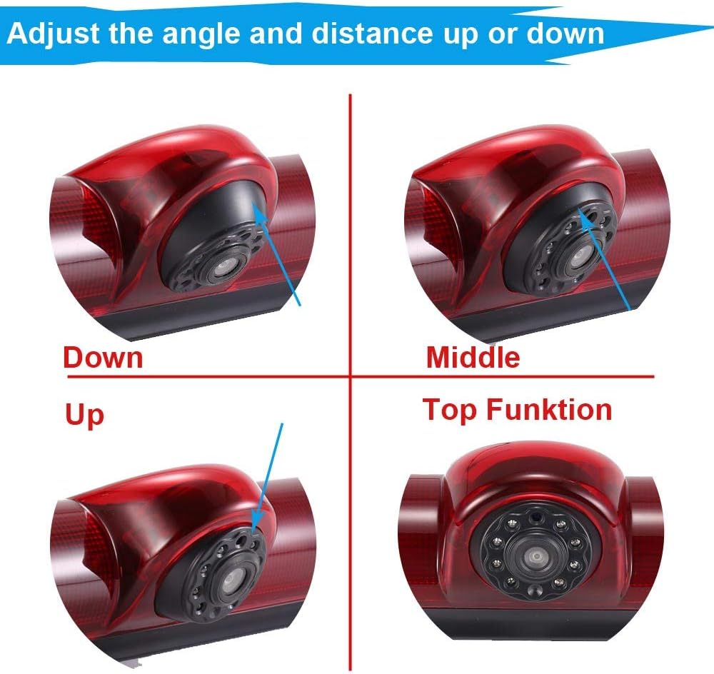 Third Roof Mounted High Lamp Brake Light Rear View Rear View Camera Can Adjust Angle Infrared Night Vision for Opel/Vauxhall Movano/Renault Master/Nissan NV400(Reverse Cameras) - Image 4