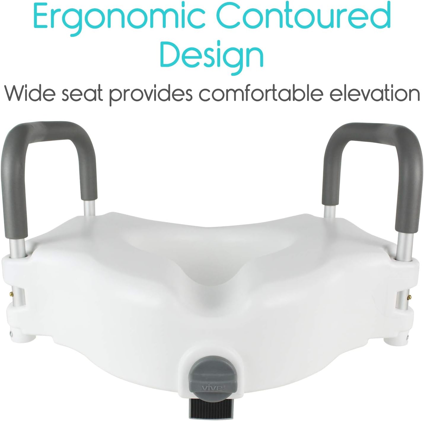 Vive Raised Toilet Seat - 5" Portable, Elevated Riser with Padded Handles - Elongated and Standard Fit Commode Lifter - Bathroom Safety Extender Assists Disabled, Elderly, Seniors, Handicapped (1): Health & Personal Care