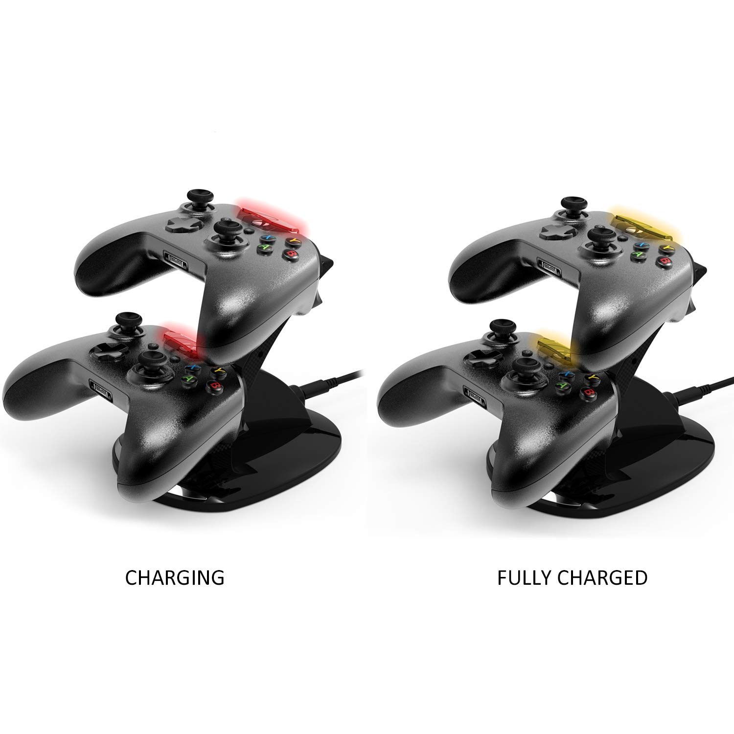 YCCTEAM Xbox one Controller Charger with Rechargeable Battery Packs, Dual Slot Fast Charging Dock Station Controller Stand with Batteries Accessories Kit for Xbox one