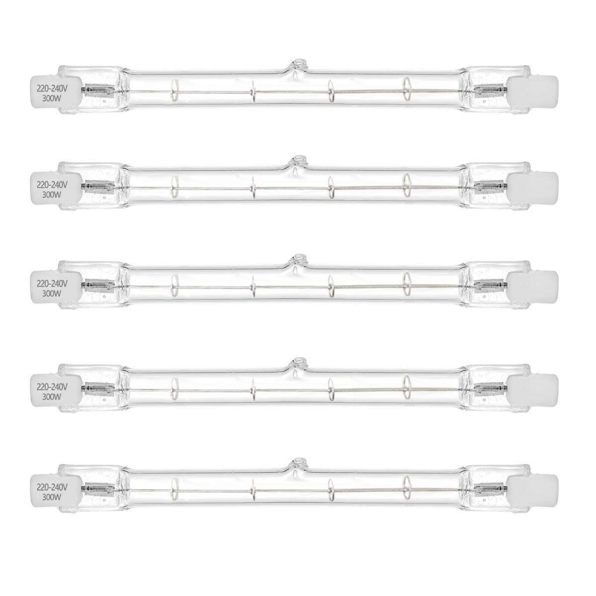 300W Equivalent R7s Linear Halogen Floodlight 4650lm 2700K J118 Security Light Bulb 118mm Length, Dimmable - 5Pack