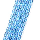 300pcs Czech 12mm Faceted Teardrop Crystal Glass Loose Beads Spacer Bulk Light Sapphire Blue for DIY Jewelry Craft Making CCT-1214