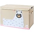 3 Sprouts Large Toy Chest for Kids with Lid and Handles - Collapsible Toy Storage Bin/Trunk/Box/Basket Organizer for Boys & Girls Playroom, Nursery, Llama