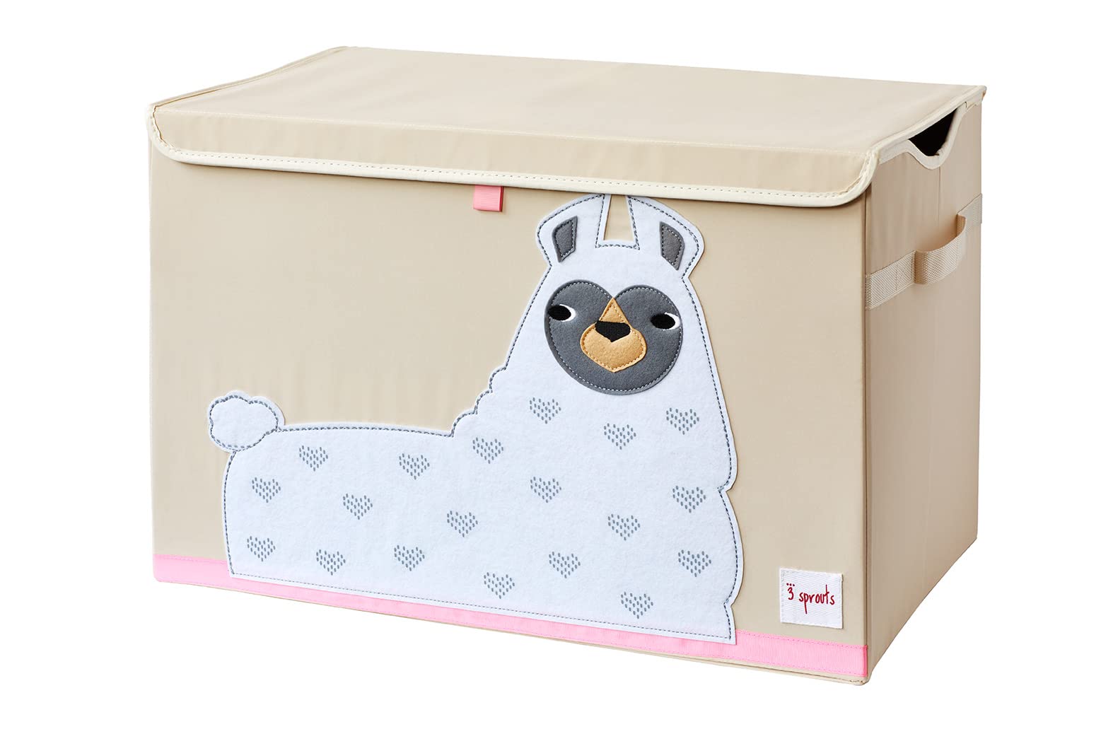 3 Sprouts Large Toy Chest with Lid and Handles - Sturdy Toy Box Storage Organiser for Boys & Girls, Spacious Collapsible Fabric Toy Chest Storage Box, Llama