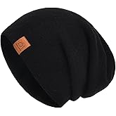jaxmonoy Slouchy Knit Beanies Winter Hats for Women Men Soft Warm Reversible Slouch Cuffed Skull Knitted Beanie Cap