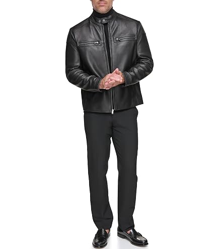ANDREW MARC本切羽黒レザージャケット シングルブレスト Andrew Marc Men's Jacket, 13, Small at Amazon Men's Clothing store
