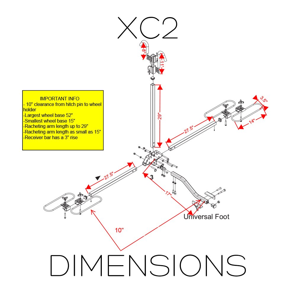 Swagman XC2 Hitch Mount Bike Rack , Black, 2Inch Receiver BSA Soar