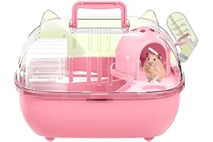 Portable Small Pet Carrier Transparent Hamster Cage, Lightweight Travel Cage with Secure Lock & Ventilation, Ideal for Vet Vi