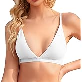 INIBUD Bralette for Women Removable Padded Bra Yoga Seamless V Neck Triangle Adjustable Straps Wireless