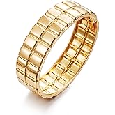 GREICHFAN Gold Chunky Bangle Bracelets for Women Simple Twisted Textured Cuff Bangle Wide Square Bangle Bracelet Minimalist Bracelet