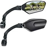 TXZSXS Adjustable Handlebar Bike Mirror, Shatterproof HD Glass Lens, Universal Fit Rearview Bicycle Mirrors, 360° Rotatable, Compatible with Mountain Bikes, E-bikes, Road Bikes(1 Pair)