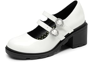 DREAM PAIRS Mary Jane Shoes for Girls Platform School Uniform Party Chunky Dress Heel Double Straps Flats for Little Big Kid