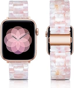 Caunedy Compatible with Apple Watch Band 38mm/40mm-Light and Waterproof Fashion Replacement Resin Band with Stainless Steel Buckle for iWatch Series 6/5/4/3/2/1/SE (Pink Flower, 38/40mm)