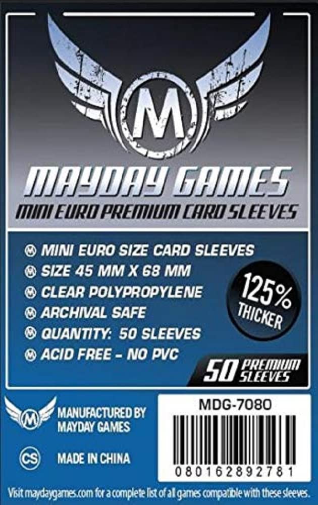 Mayday Games 45 x 68 mm SLEEVES Mini Euro Premium Card Game (Pack of 50)