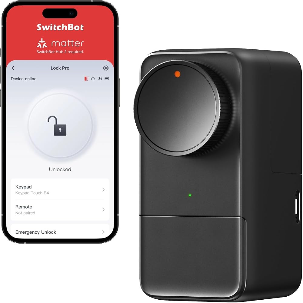 SwitchBot Smart Lock Pro Keyless Entry Door Lock with Hub 2 Matter Alexa Google